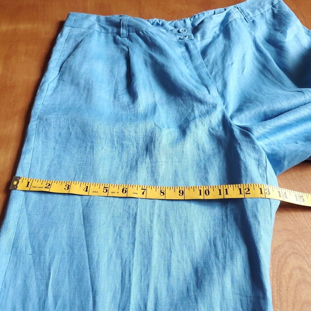NEW Coldwater Creek Linen Trousers Womens 16 Blue Willow Fit Pants 35 x 32 - Picture 10 of 11